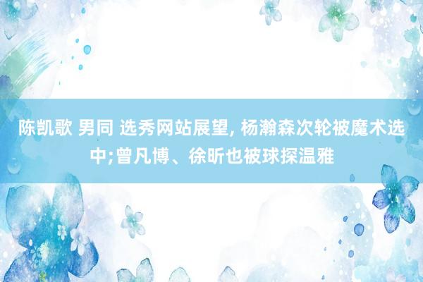 陈凯歌 男同 选秀网站展望， 杨瀚森次轮被魔术选中;曾凡博、徐昕也被球探温雅